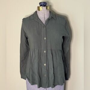 Olive Green Button-Up Top